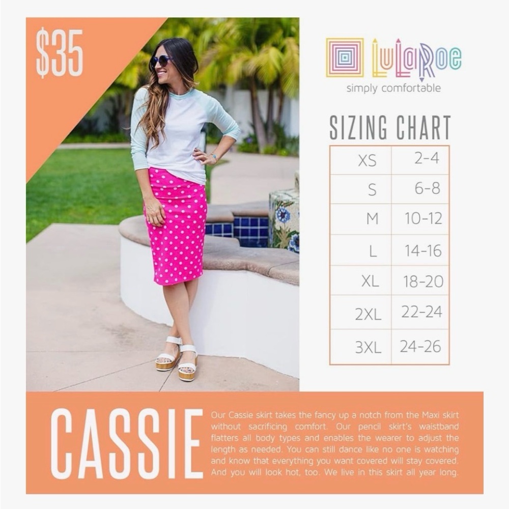LuLaRoe Bold Red Pencil Skirt - Picture 3 of 3